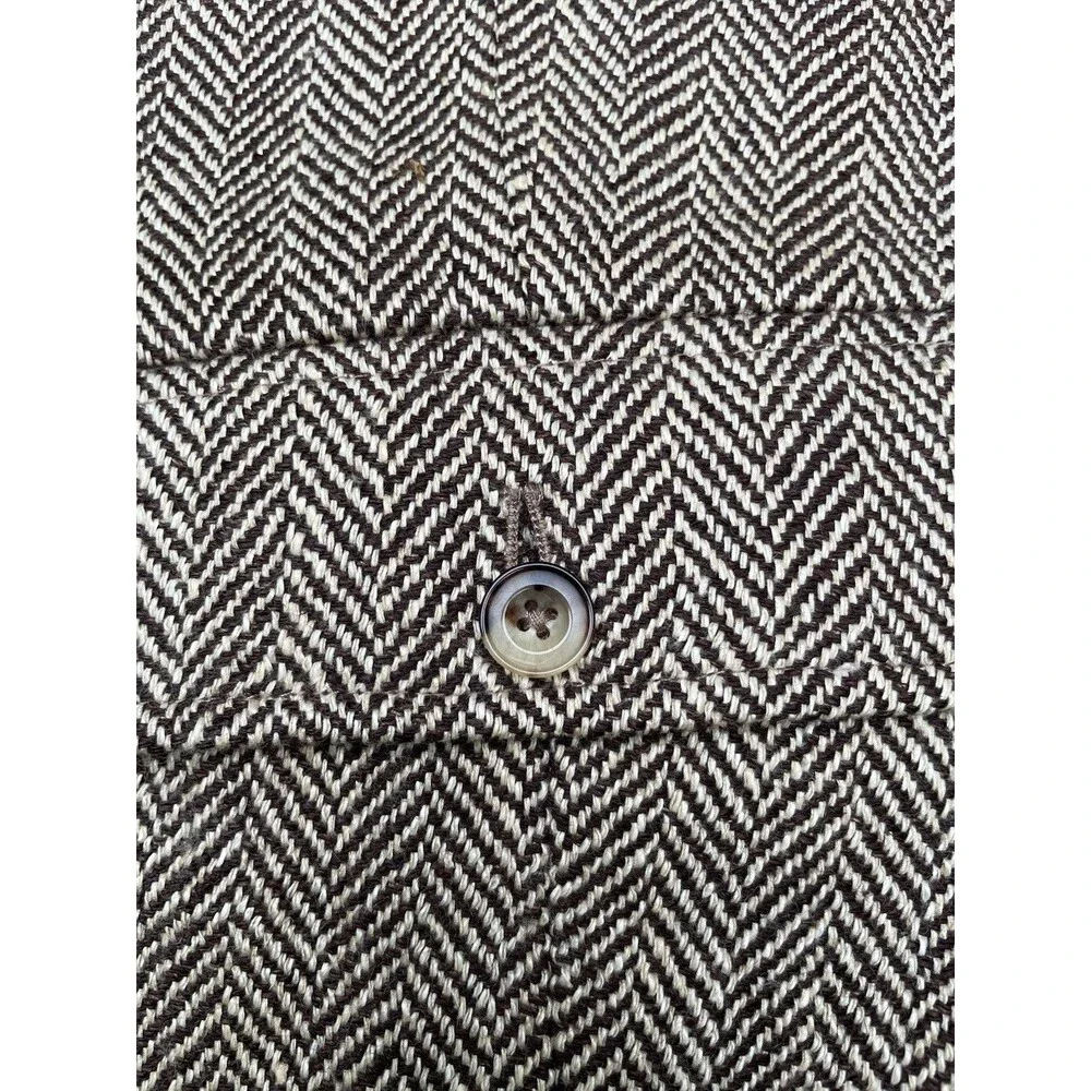 Polo Ralph Lauren Herringbone Wool Linen Silk Vest Waistcoat XL Preppy Academia